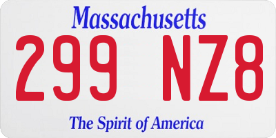 MA license plate 299NZ8