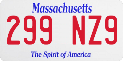MA license plate 299NZ9