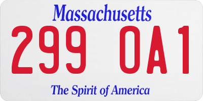 MA license plate 299OA1