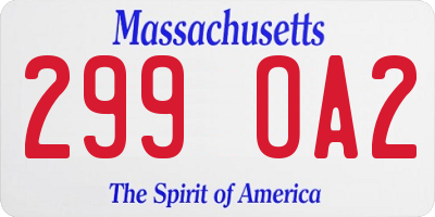 MA license plate 299OA2