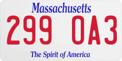 MA license plate 299OA3