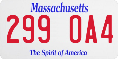 MA license plate 299OA4