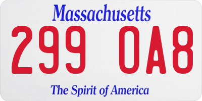 MA license plate 299OA8