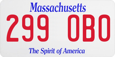 MA license plate 299OB0