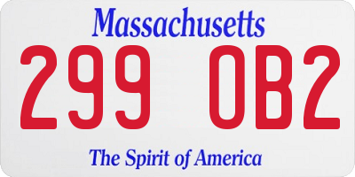 MA license plate 299OB2