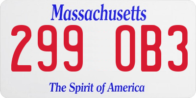 MA license plate 299OB3