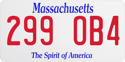 MA license plate 299OB4