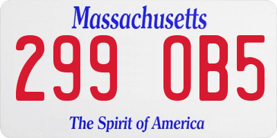 MA license plate 299OB5