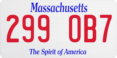 MA license plate 299OB7