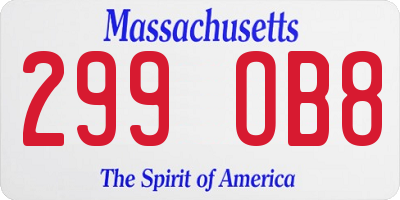 MA license plate 299OB8