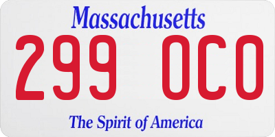 MA license plate 299OC0
