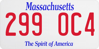 MA license plate 299OC4