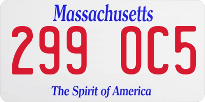 MA license plate 299OC5