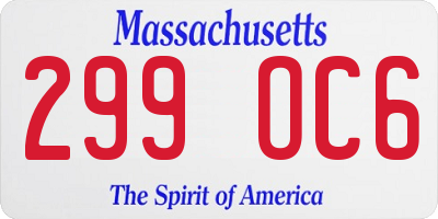 MA license plate 299OC6