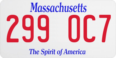 MA license plate 299OC7