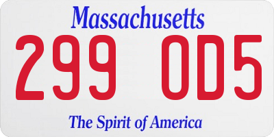 MA license plate 299OD5