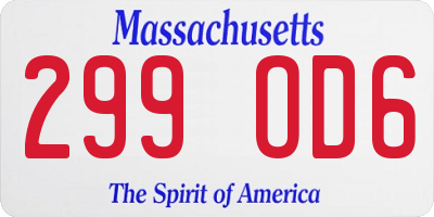 MA license plate 299OD6