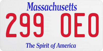 MA license plate 299OE0