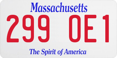 MA license plate 299OE1