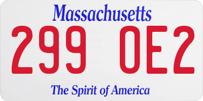 MA license plate 299OE2