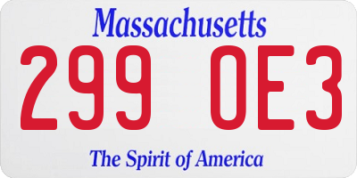 MA license plate 299OE3