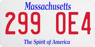 MA license plate 299OE4