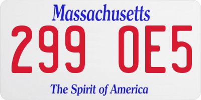 MA license plate 299OE5