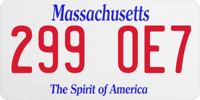 MA license plate 299OE7