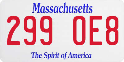 MA license plate 299OE8
