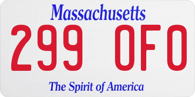 MA license plate 299OF0