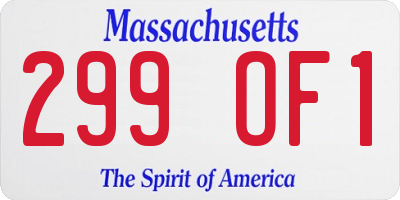 MA license plate 299OF1