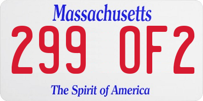 MA license plate 299OF2