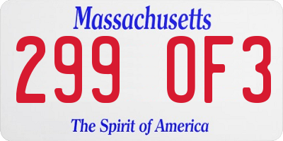 MA license plate 299OF3