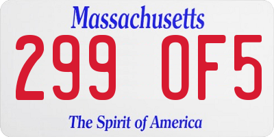 MA license plate 299OF5