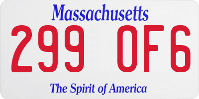 MA license plate 299OF6
