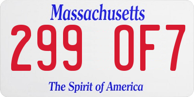 MA license plate 299OF7