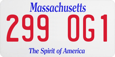 MA license plate 299OG1