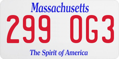 MA license plate 299OG3