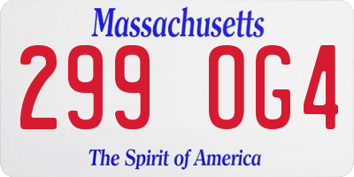 MA license plate 299OG4