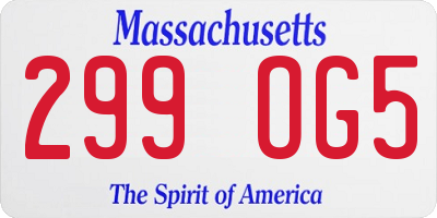 MA license plate 299OG5