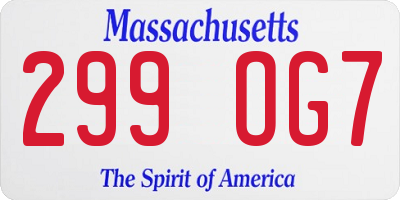 MA license plate 299OG7