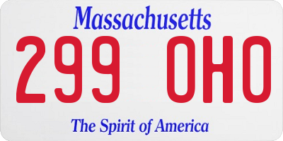 MA license plate 299OH0