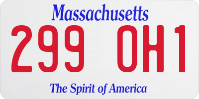 MA license plate 299OH1