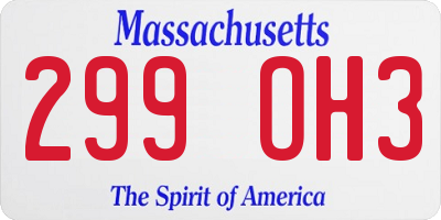 MA license plate 299OH3