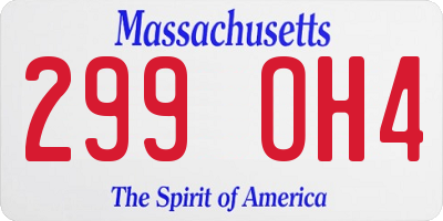 MA license plate 299OH4