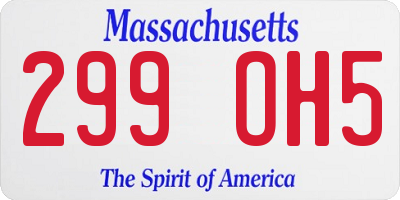 MA license plate 299OH5
