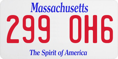 MA license plate 299OH6