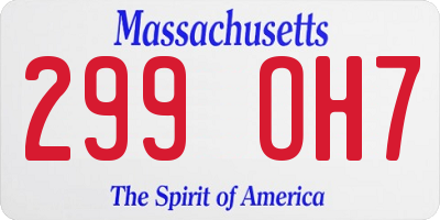 MA license plate 299OH7