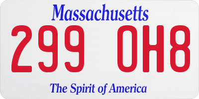 MA license plate 299OH8