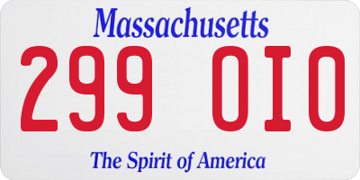 MA license plate 299OI0